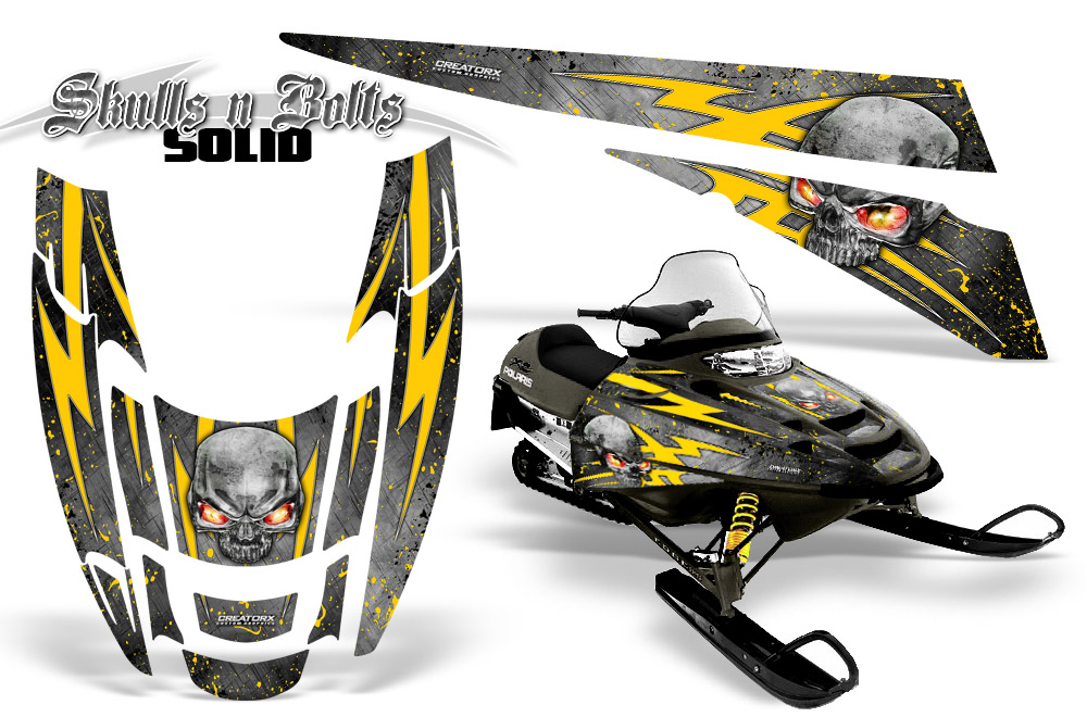 POLARIS EDGE XC Graphics Kit Skulls n Bolts Solid Yellow Silver